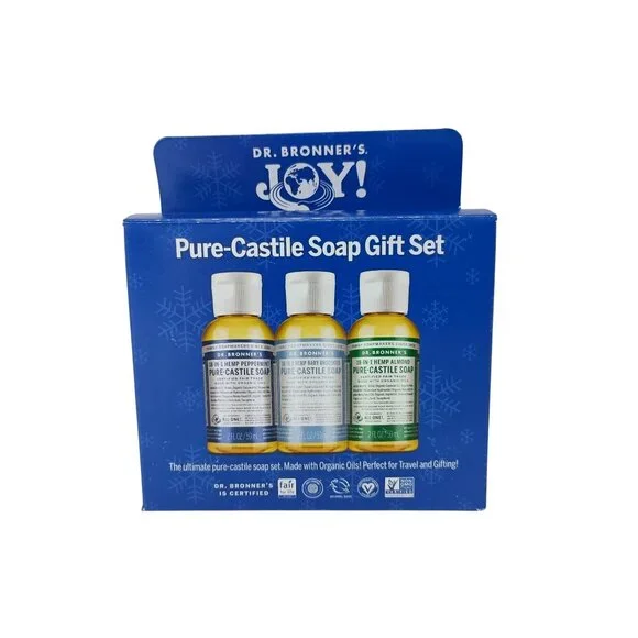 Dr. Bronner’s Pure-Castile Gift Set Three 2 oz Liquid Travel Size Soaps NEW - Picture 3 of 6